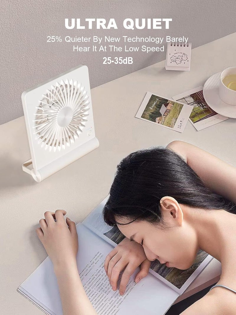 Tevelecin Small Desk Fan,Rechargeable USB Fan Battery Operated,Ultra Quiet, Strong Wind, 3 Speeds Travel Fans - Image 2